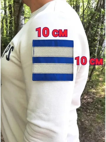 Шеврон светоотражающий синий на липучке 10×10 см.